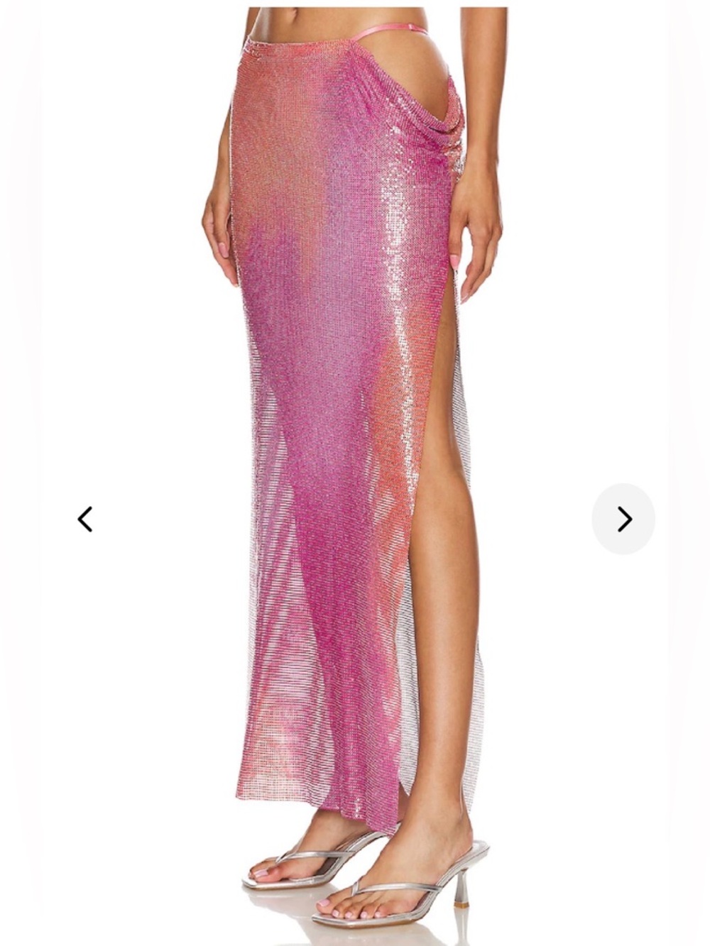 Lovers + Friends Pink to Orange Ombre Sheer Asymmetrical Maxi Skirt - nwt XS - Picture 7 of 9